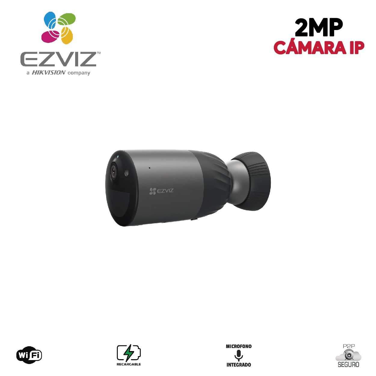 Camara Bateria Wifi Exterior Bullet 1080p Movimiento Mic Sd Ezviz